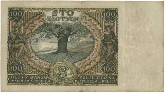 Poland 100 Zlotys, 1939 reverse