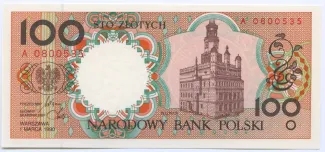Poland 100 Zlotys, 1990 P-170 obverse