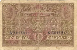 Poland 10 Marks, 1916-1917 reverse