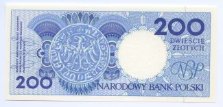 Poland 200 Zlotys, 1990 P-171 reverse