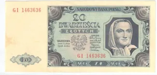 Poland 20 Zlotys, 1948 obverse