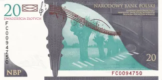Poland 20 Zlotys, 2010 P-181 reverse