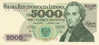 Poland 5.000 Zlotys, 1982-1988 obverse