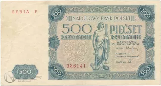 Poland 500 Zlotys, 1947 image