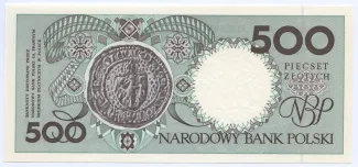 Poland 500 Zlotys, 1990 P-172 reverse