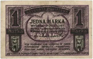 Polish notgeld 1 Marka, 1919 obverse