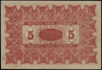 Polish notgeld 5 Rubļi, 1915 reverse