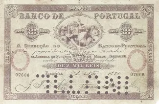 Portugal 10.000 Reis 10, 1878 obverse