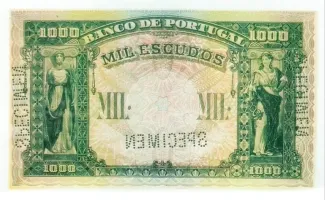 Portugal 1.000 Escudos 1st., 1920 reverse