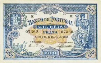 Portugal 1.000 Réis 2nd., 1896-1900 obverse