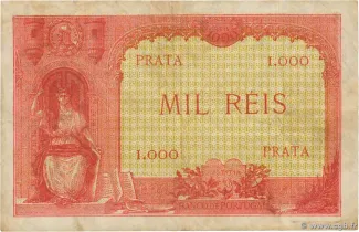 Portugal 1.000 Réis 3rd., 1917 reverse