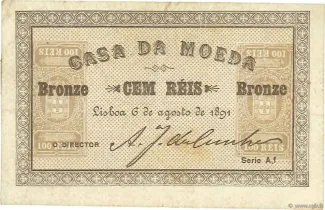 Portugal 100 Réis, 1891 obverse
