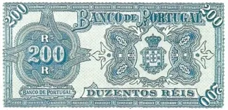 Portugal 200 Réis, 1891 reverse