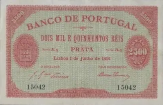 Portugal 2.500 Réis 1st., 1891 obverse