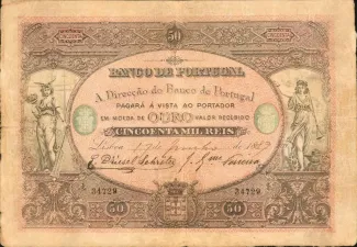 Portugal 50.000 Réis 1st., 1888-1892 obverse