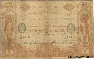 Portugal 5.000 Réis 1st., 1886 obverse