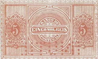 Portugal 5.000 Réis 2nd., 1890 reverse