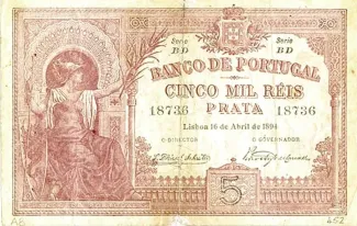 Portugal 5.000 Réis 4th., 1894-1900 obverse