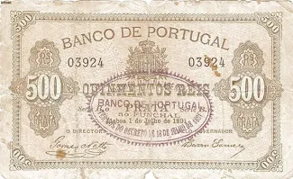 Portugal 500 Réis, 1891 obverse