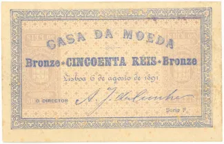 Portugal 50 Réis, 1891 obverse