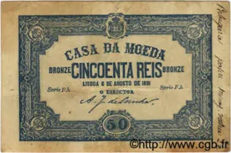 Portugal 50 Réis, 1891 obverse