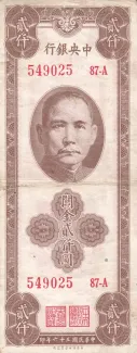 Republic of China 2.000 Customs Gold Units, 36 obverse