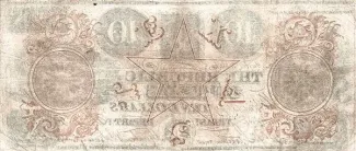 Republic of Texas 10 Dollars, 1839-1841 reverse
