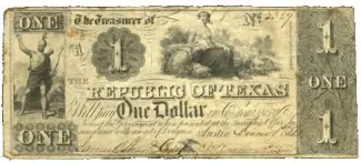 Republic of Texas 1 Dollar, 1839-1841
