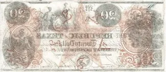 Republic of Texas 20 Dollars, 1839-1841 reverse