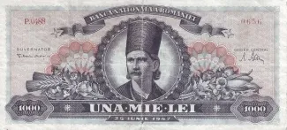Romania 1.000 Lei, 1947 obverse