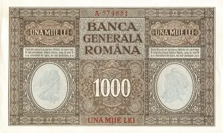 Romania 1,000 Lei, 1917 reverse