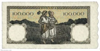 Romania 100.000 Lei, 1945-1947 reverse