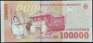 Romania 100.000 Lei, 1998 reverse