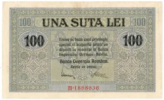 Romania 100 Lei, 1917 obverse