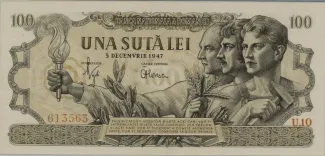 Romania 100 Lei, 1947 obverse