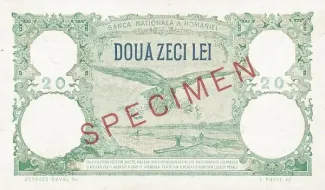 Romania 20 Lei, 1939 P-41 reverse
