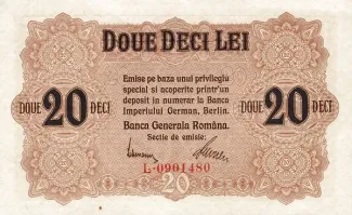 Romania 20 Lei, 1917 obverse