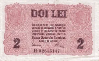Romania 2 Lei, 1917 obverse