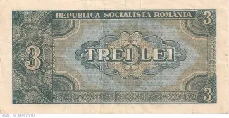 Romania 3 Lei, 1966 reverse