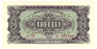 Romania 3 Lei, 1952 obverse