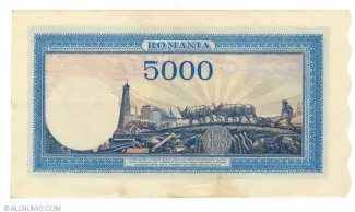Romania 5.000 Lei, 1943-1944 reverse