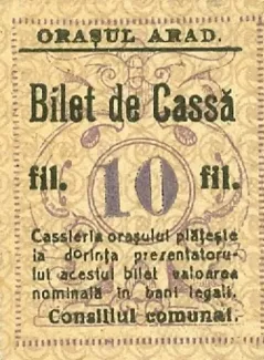 Romanian notgeld 10 Fileri, 1920 image