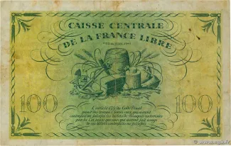 Runion 100 Francs, 1941 reverse