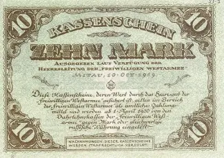 Russia - Civil war issues 10 Marks, 1919 reverse