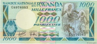 Rwanda 1.000 Francs, 1981 obverse