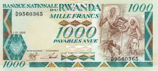 Rwanda 1.000 Francs, 1988 obverse