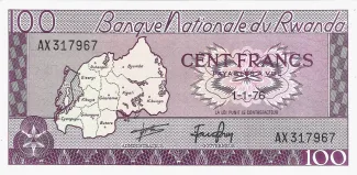 Rwanda 100 Francs, 1964-1976 obverse