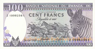 Rwanda 100 Francs, 1989 obverse