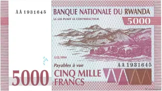 Rwanda 5.000 Francs, 1994 obverse