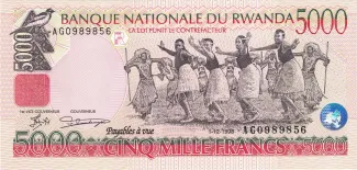 Rwanda 5.000 Francs, 1998 obverse